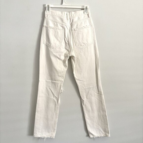 AGOLDE White Riley Distressed Jeans High Rise Cropped  Women’s Size 24 - Picture 7 of 9